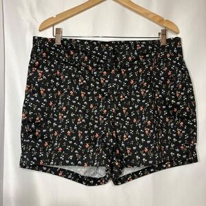 Torid Womens Black Ditsy Floral Cotton‎ Twill Cuffed Chino Shorts Size 12